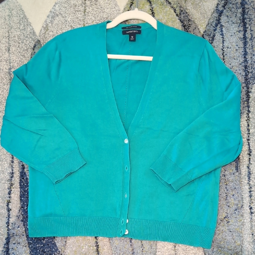 Lands' End AquaCardigan Sweater